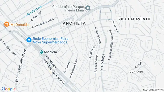 Mapa do bairro Anchieta, Rio de Janeiro - RJ