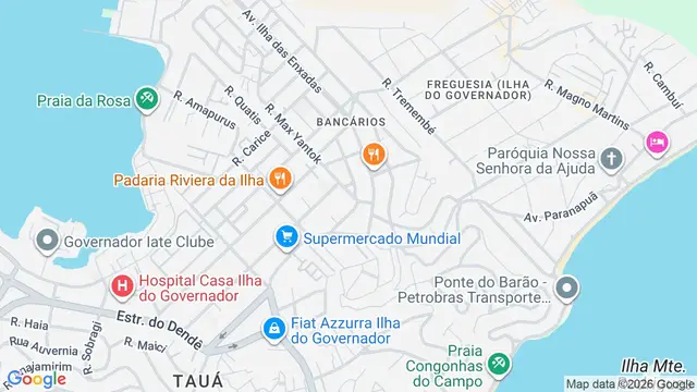 Mapa do bairro Bancários, Rio de Janeiro - RJ