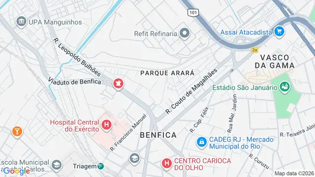 Mapa do bairro Benfica, Rio de Janeiro - RJ