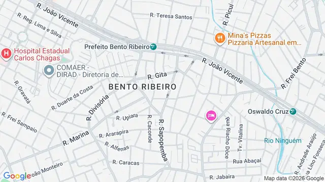 Mapa do bairro Bento Ribeiro, Rio de Janeiro - RJ