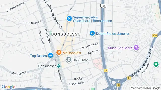 Mapa do bairro Bonsucesso, Rio de Janeiro - RJ