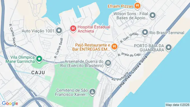 Mapa do bairro Caju, Rio de Janeiro - RJ