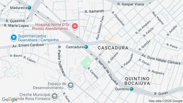 Mapa do bairro Cascadura, Rio de Janeiro - RJ
