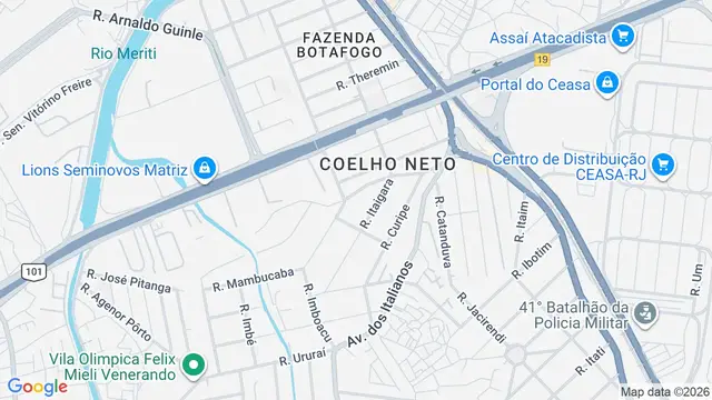 Mapa do bairro Coelho Neto, Rio de Janeiro - RJ
