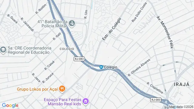 Mapa do bairro Colégio, Rio de Janeiro - RJ