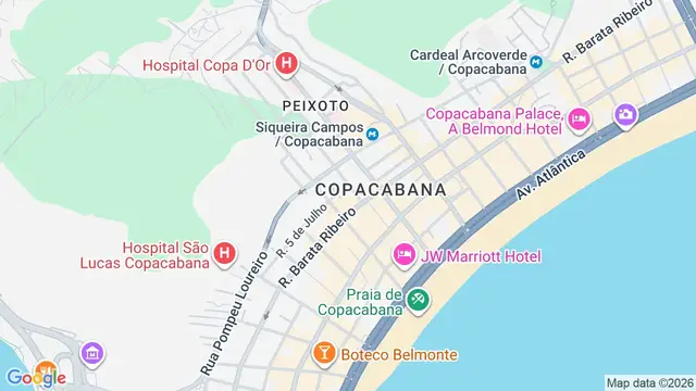 Mapa do bairro Copacabana, Rio de Janeiro - RJ