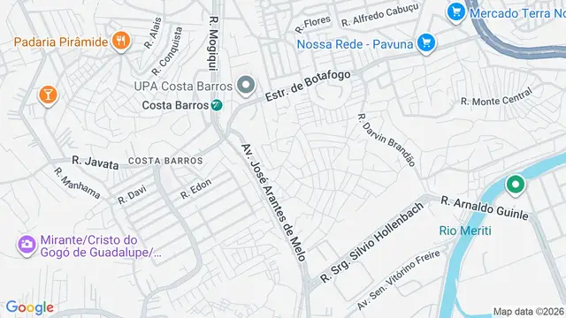 Mapa do bairro Costa Barros, Rio de Janeiro - RJ