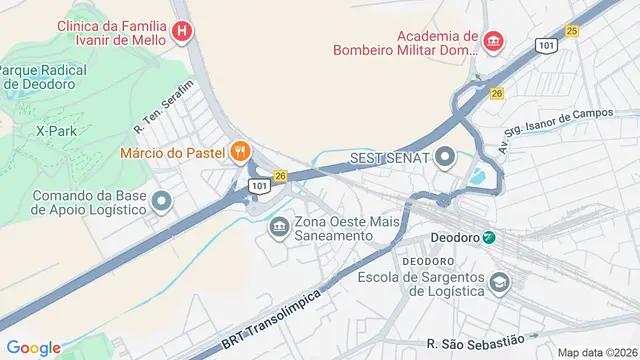 Mapa do bairro Deodoro, Rio de Janeiro - RJ