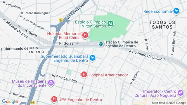 Mapa do bairro Engenho de Dentro, Rio de Janeiro - RJ