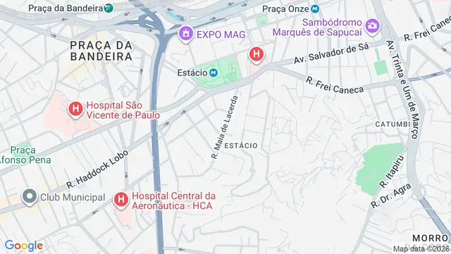 Mapa do bairro Estácio, Rio de Janeiro - RJ