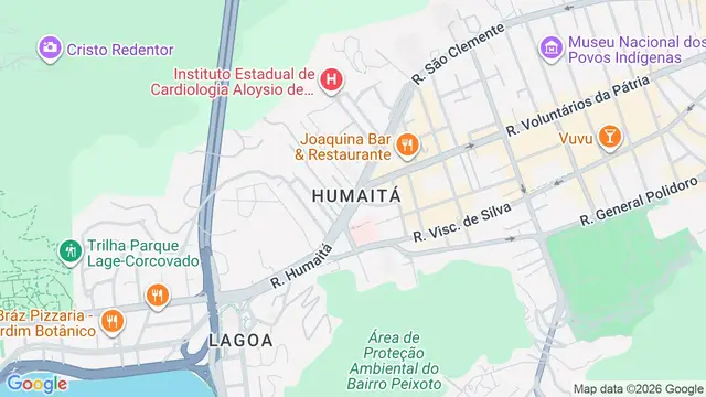 Mapa do bairro Humaitá, Rio de Janeiro - RJ