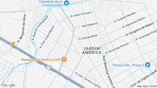 Mapa do bairro Jardim América, Rio de Janeiro - RJ