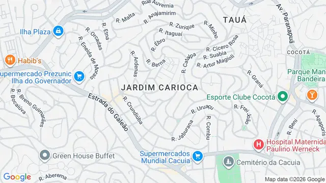 Mapa do bairro Jardim Carioca, Rio de Janeiro - RJ