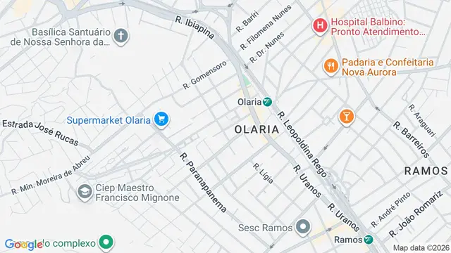 Mapa do bairro Olaria, Rio de Janeiro - RJ