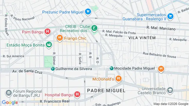 Mapa do bairro Padre Miguel, Rio de Janeiro - RJ