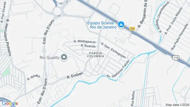 Mapa do bairro Parque Colúmbia, Rio de Janeiro - RJ
