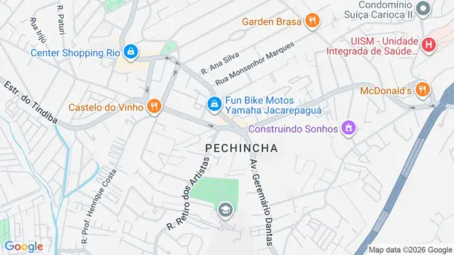 Mapa do bairro Pechincha, Rio de Janeiro - RJ