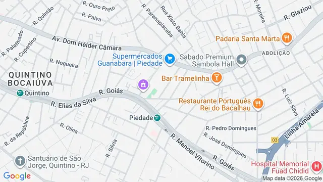 Mapa do bairro Piedade, Rio de Janeiro - RJ