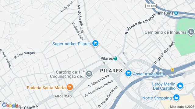 Mapa do bairro Pilares, Rio de Janeiro - RJ