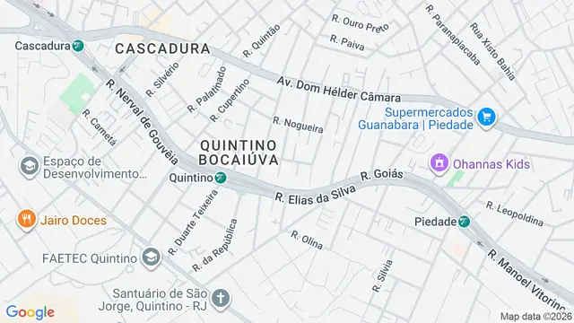 Mapa do bairro Quintino Bocaiúva, Rio de Janeiro - RJ