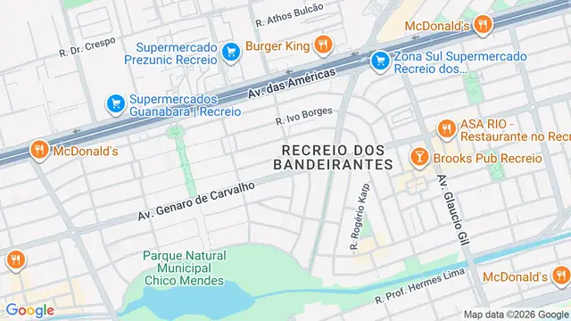 Mapa do bairro Recreio dos Bandeirantes, Rio de Janeiro - RJ