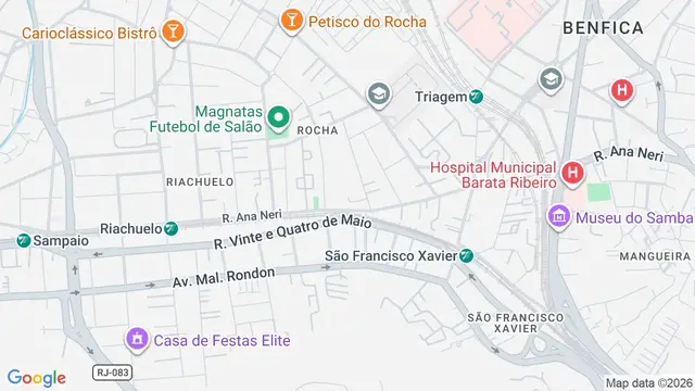 Mapa do bairro Rocha, Rio de Janeiro - RJ