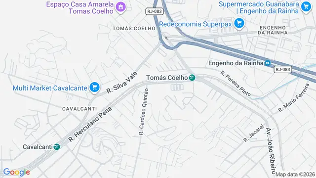 Mapa do bairro Tomás Coelho, Rio de Janeiro - RJ