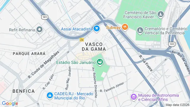 Mapa do bairro Vasco da Gama, Rio de Janeiro - RJ