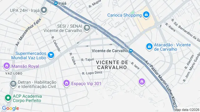 Mapa do bairro Vicente de Carvalho, Rio de Janeiro - RJ