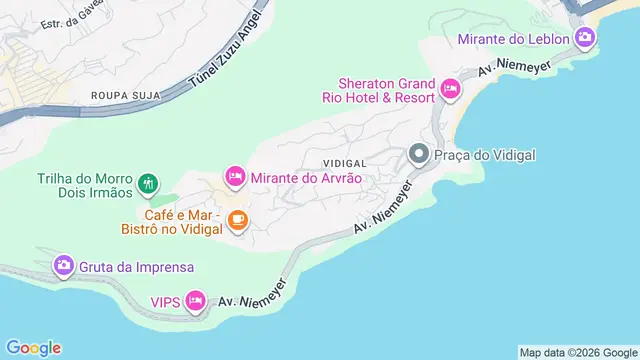 Mapa do bairro Vidigal, Rio de Janeiro - RJ