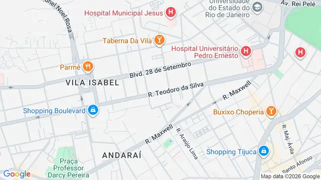 Mapa do bairro Vila Isabel, Rio de Janeiro - RJ